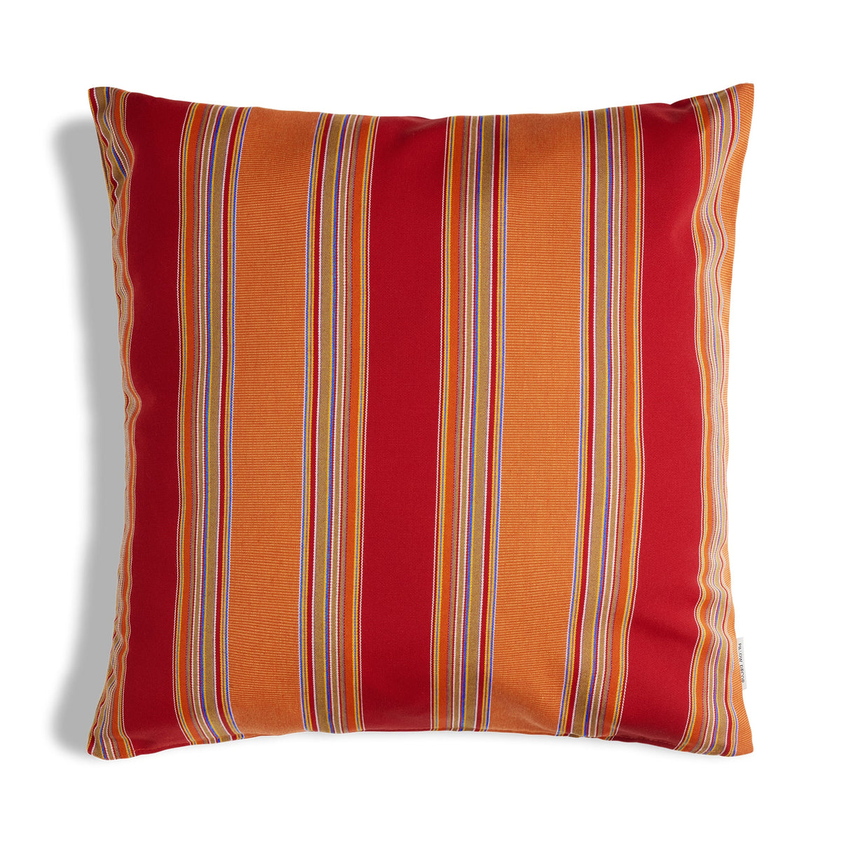 Sunbrella Outdoor Stripe Pillow - Bravada Salsa on a white background