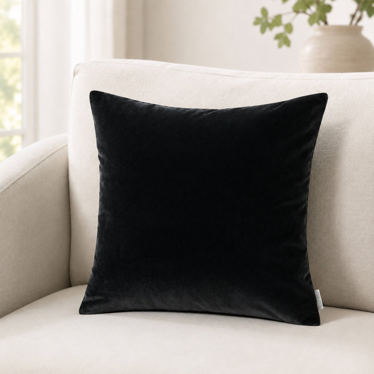 Black Throw Pillows - Castello Velvet Pillow - Black