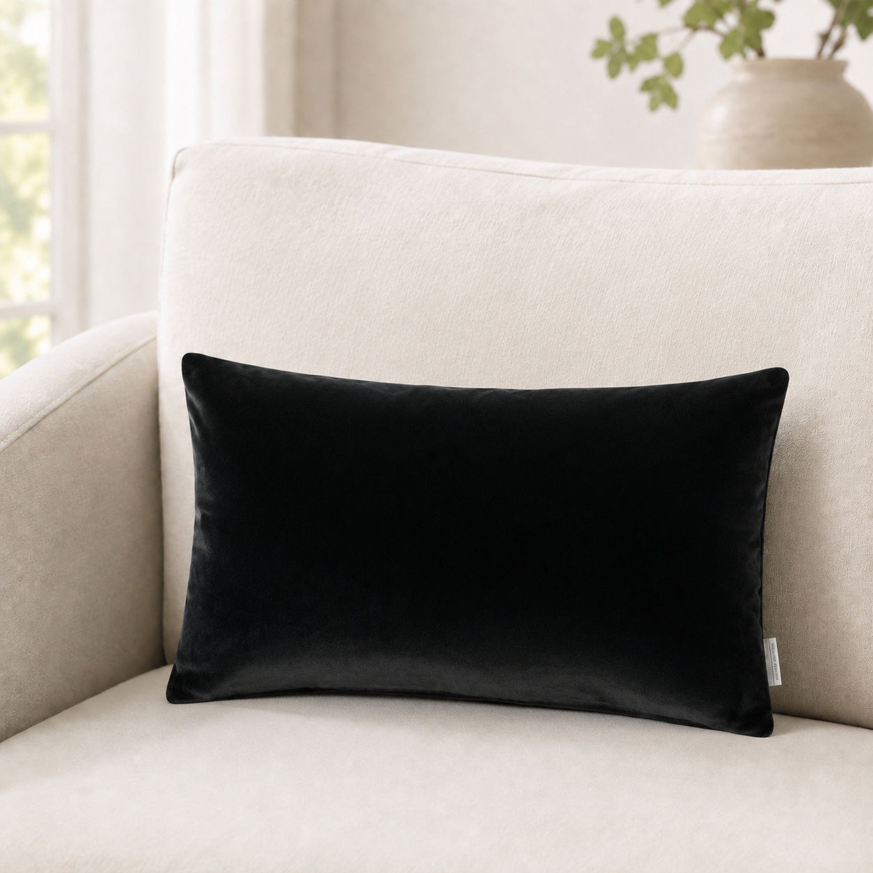 Castello Velvet Pillow - Black - 12x20 rectangular pillow - lifestyle