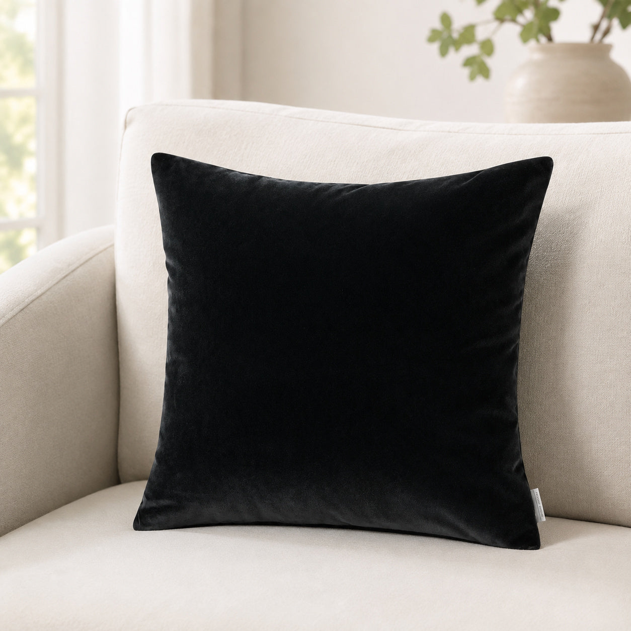 Castello Velvet Pillow - Black - 20x20 square pillow - lifestyle