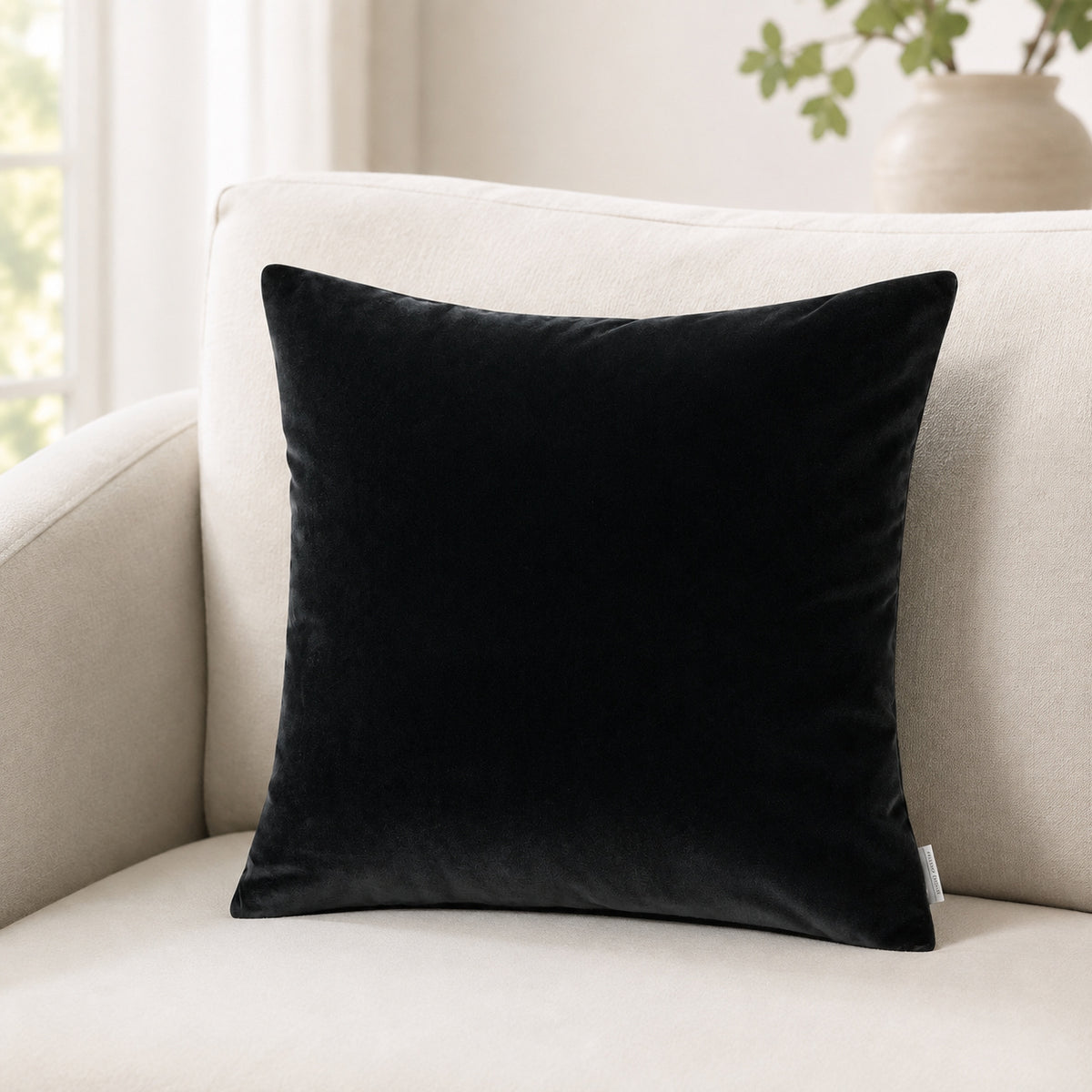 Castello Velvet Pillow - Black - 20x20 square pillow - lifestyle