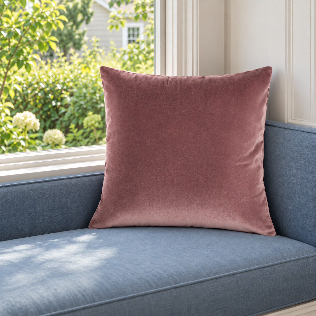 Castello Velvet Pillow - Blush - 17x17 square pillow - lifestyle