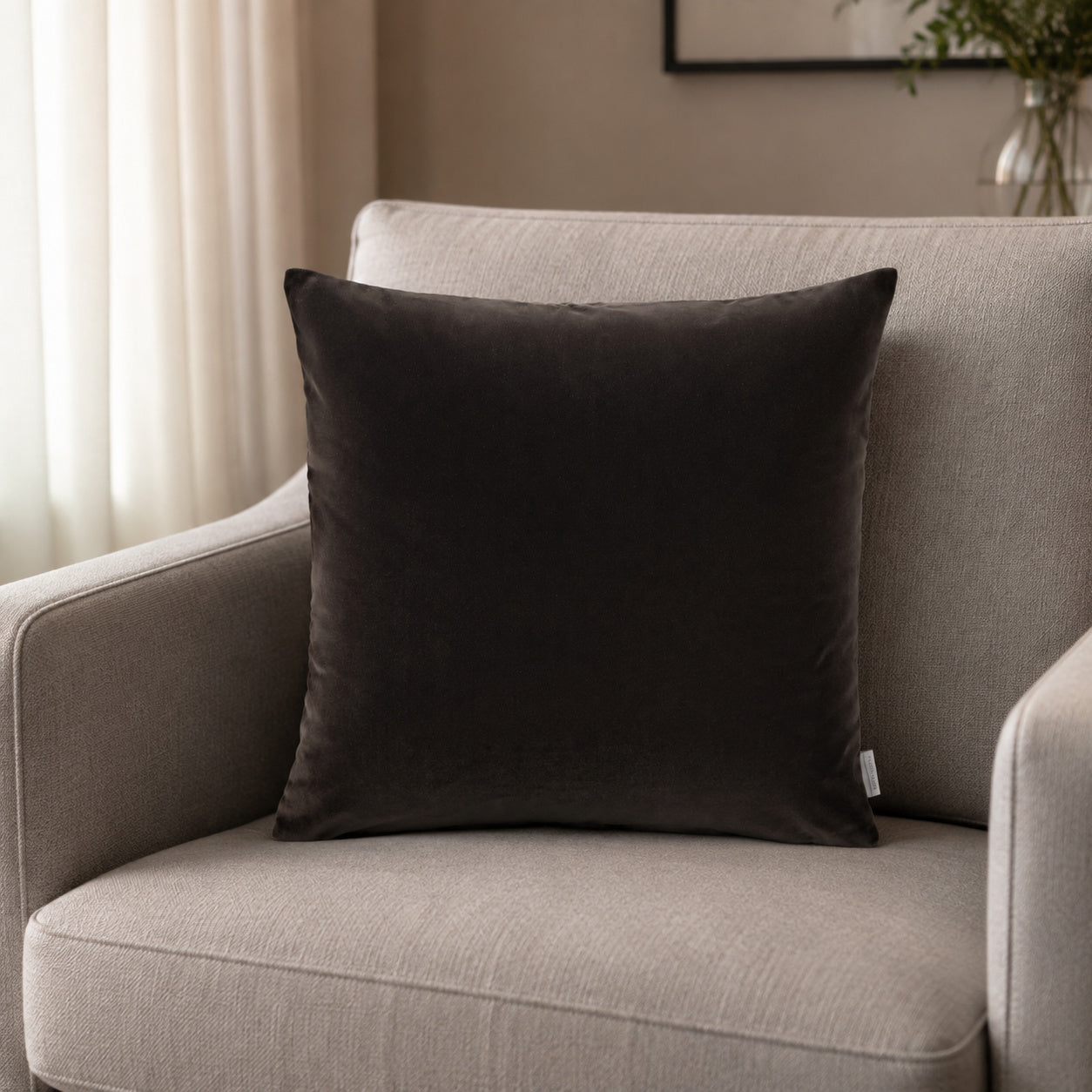 Castello Velvet Pillow - Brown - 20x20 square pillow - lifestyle