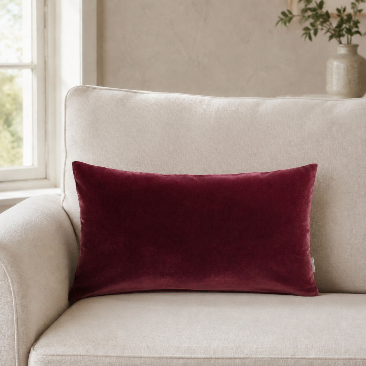 Castello Velvet Pillow - Burgundy - 12x20 rectangular pillow - lifestyle