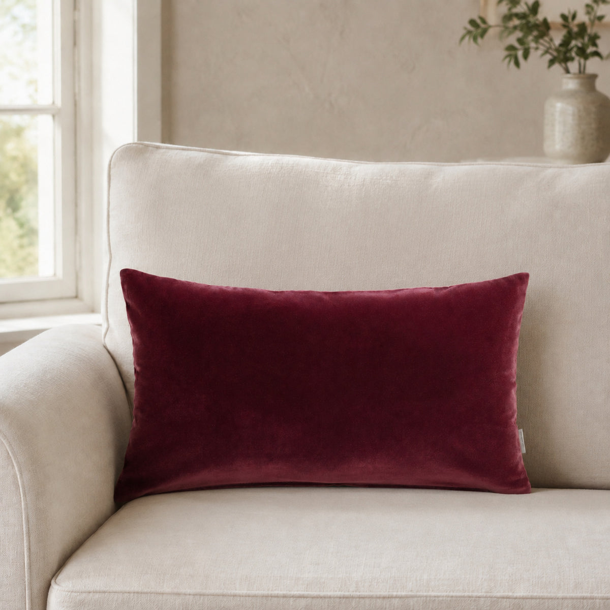 Castello Velvet Pillow - Burgundy - 12x20 rectangular pillow - lifestyle