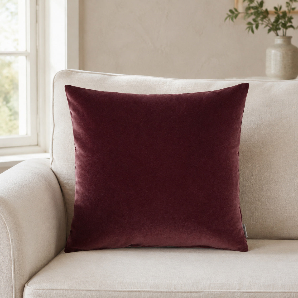 Castello Velvet Pillow - Burgundy - 20x20 square pillow - lifestyle