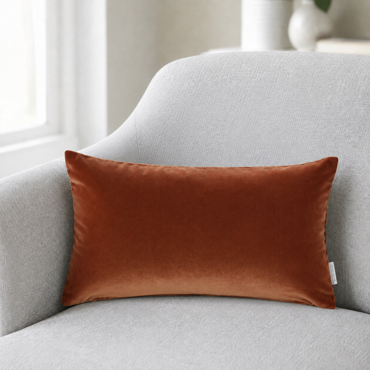 Castello Velvet Pillow - Burnt Orange - 12x20 rectangular pillow - lifestyle