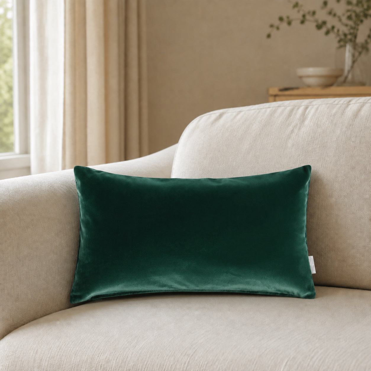 Castello Velvet Pillow - Emerald Green - 12x20 rectangular pillow - lifestyle