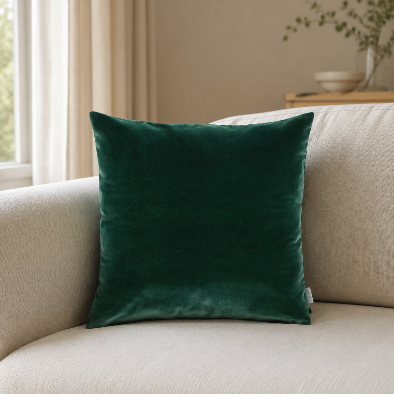 Castello Velvet Pillow - Emerald Green - 20x20 square pillow - lifestyle