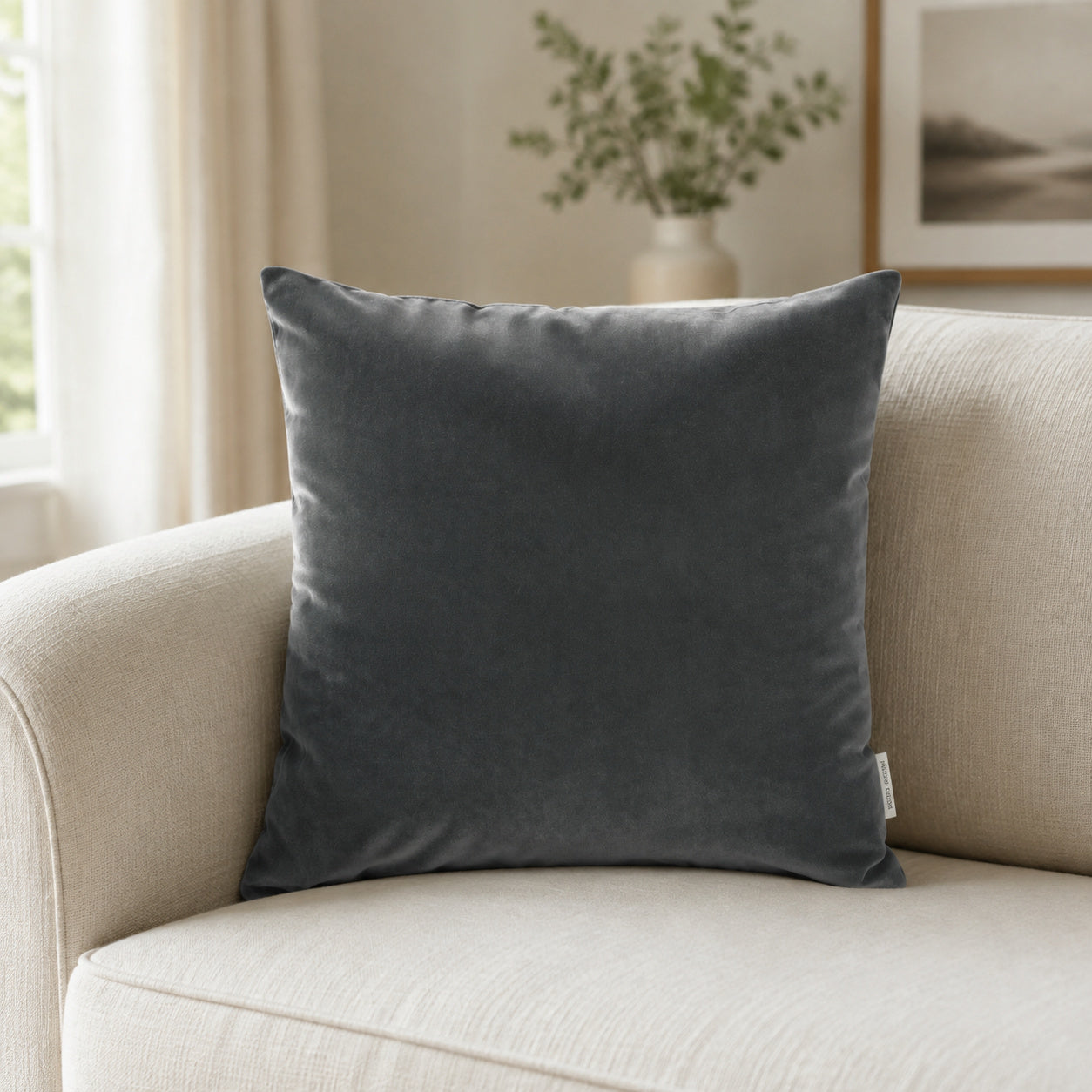Castello Velvet Pillow - Graphite Gray - 20x20 square pillow - lifestyle