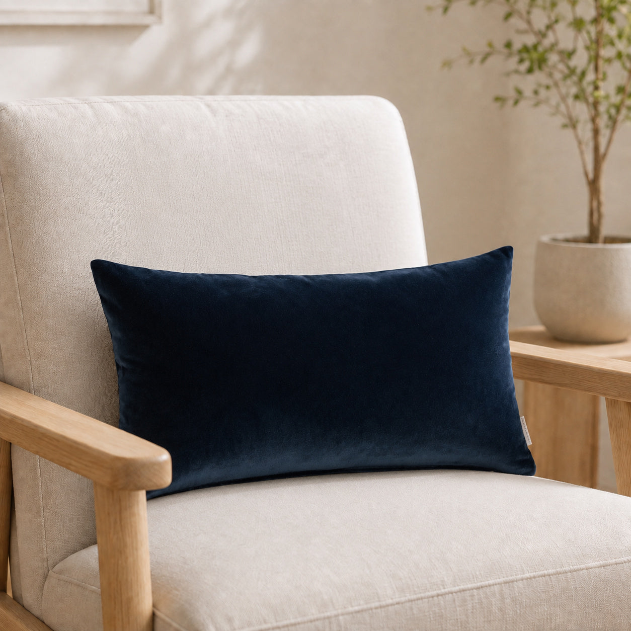 Castello Velvet Pillow - Midnight Blue - 12x20 rectangular pillow - lifestyle