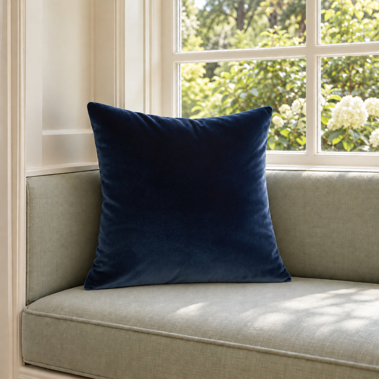 Castello Velvet Pillow - Midnight Blue - 17x17 square pillow - lifestyle