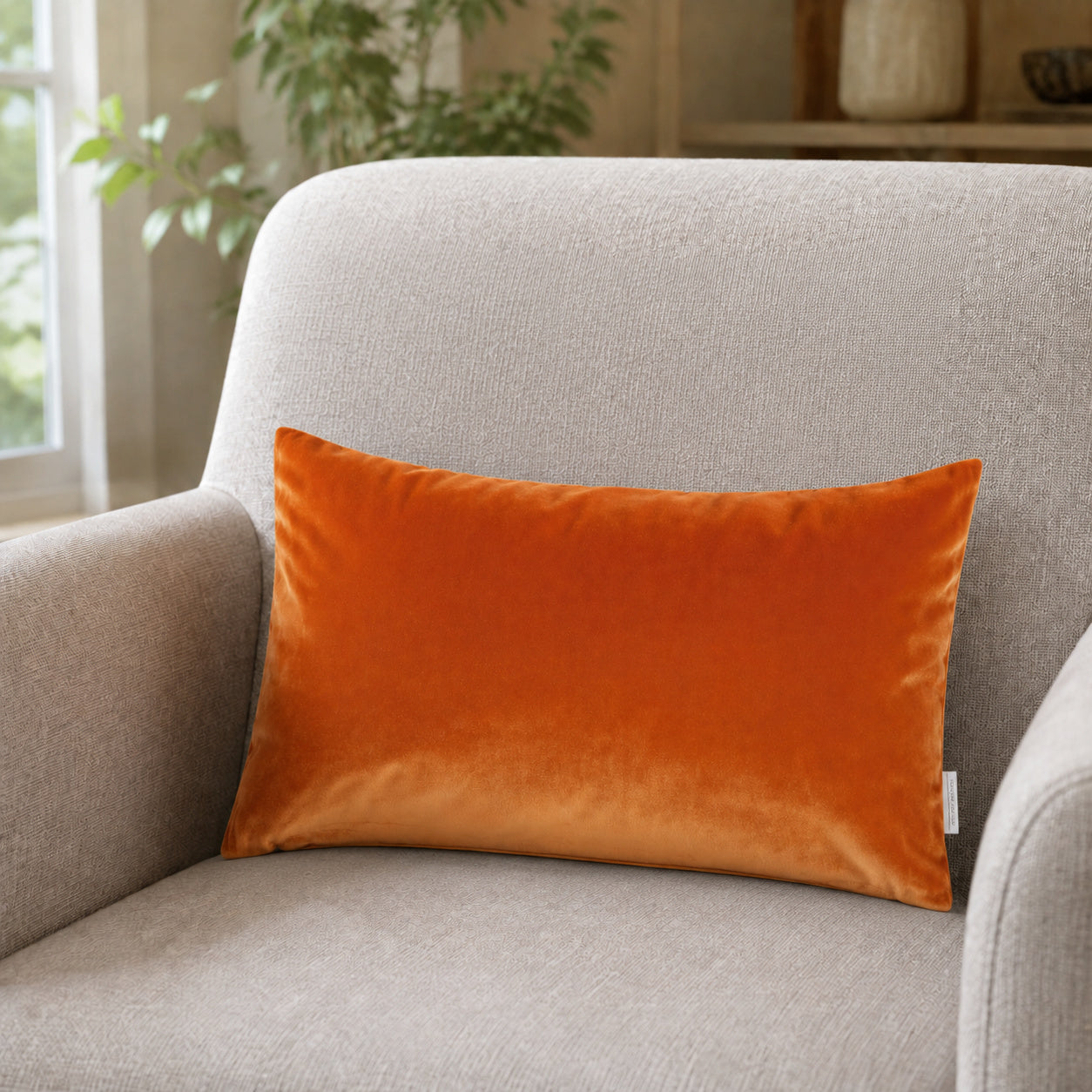 Castello Velvet Pillow - Orange - 12x20 rectangular pillow - lifestyle