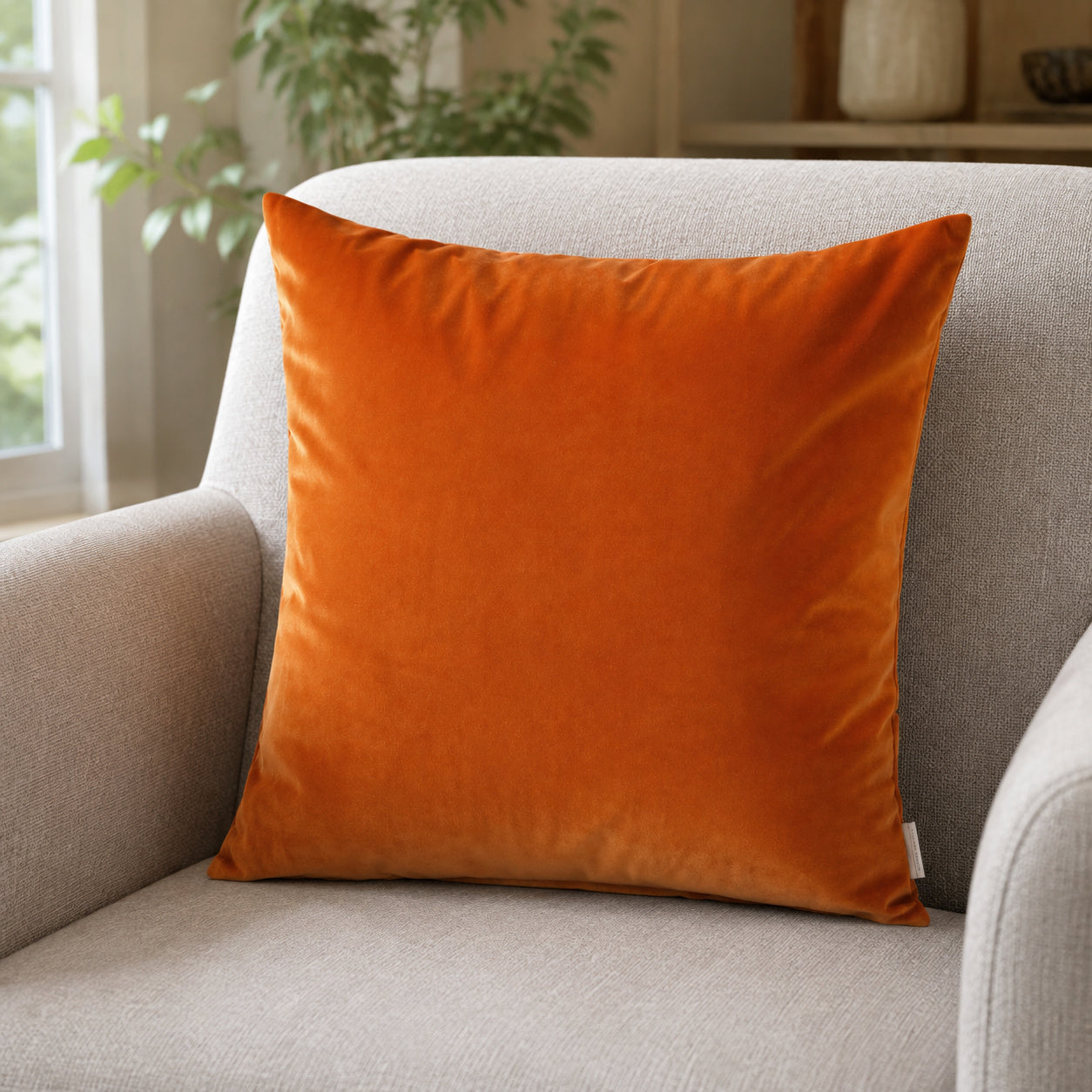 Castello Velvet Pillow - Orange - 20x20 square pillow - lifestyle