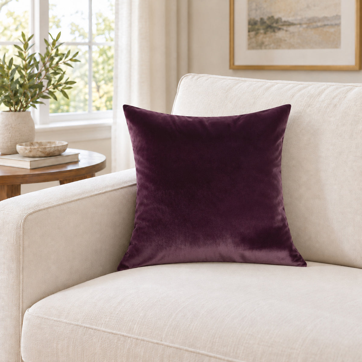 Castello Velvet Pillow - Purple - 17x17 square pillow - lifestyle