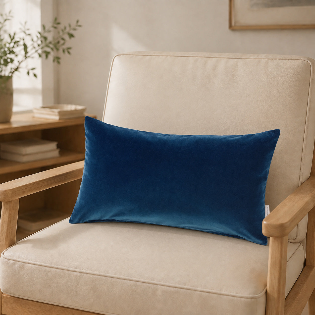 Castello Velvet Pillow - Royal Blue - 12x20 rectangular pillow - lifestyle