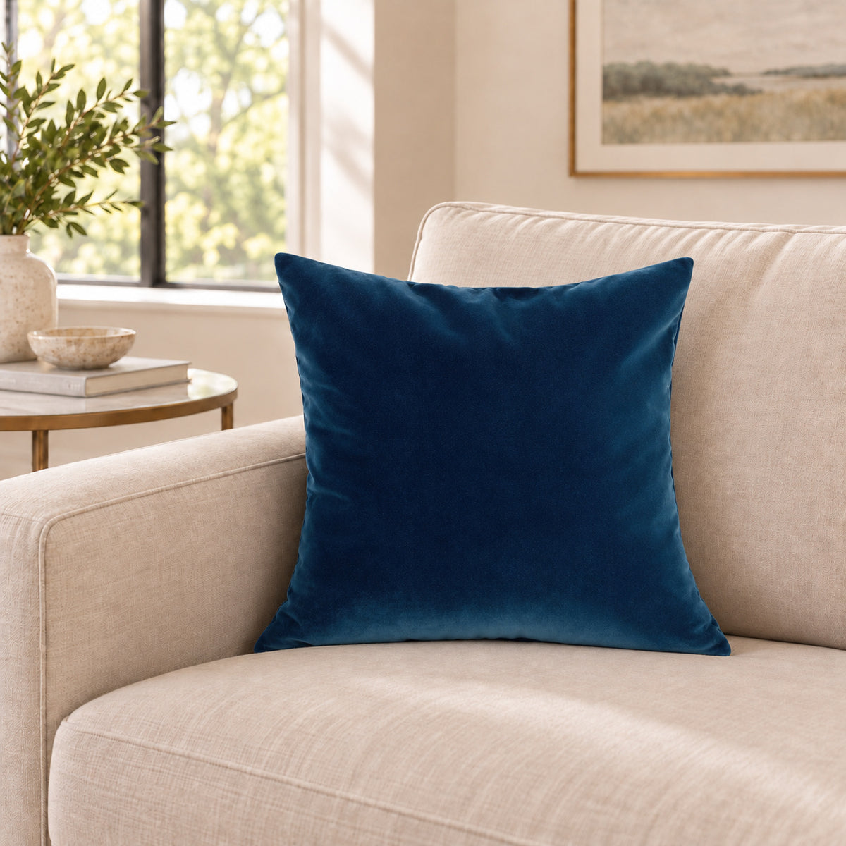 Castello Velvet Pillow - Royal Blue - 17x17 square pillow - lifestyle