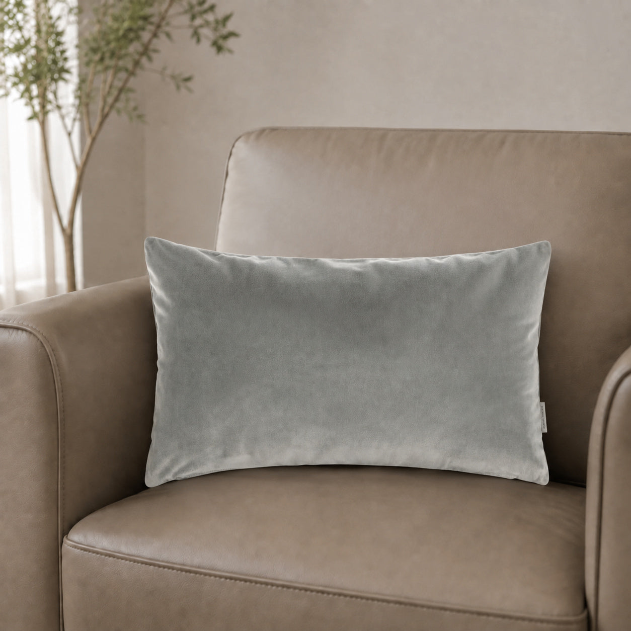 Castello Velvet Pillow - Silver Gray - 12x20 rectangular pillow - lifestyle