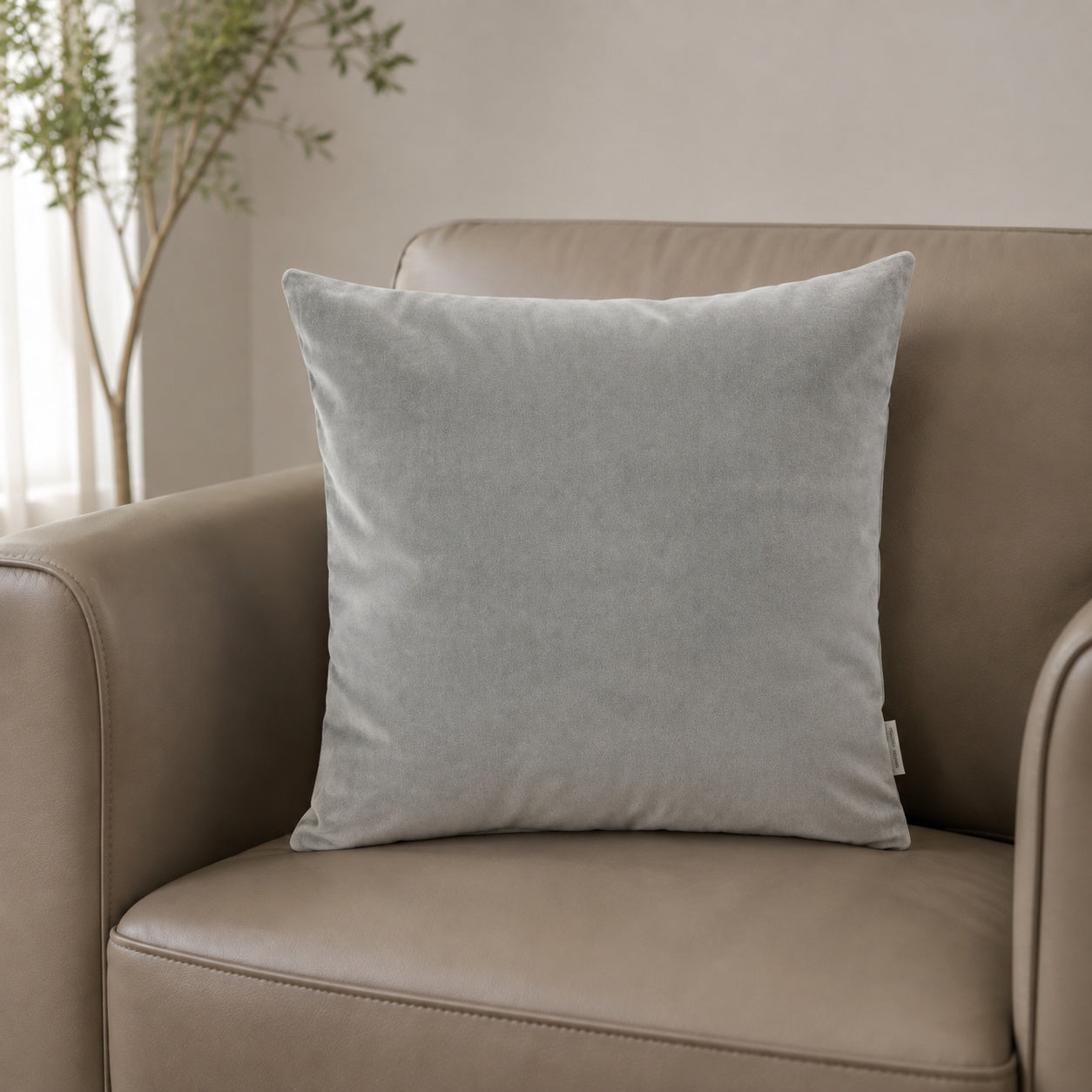 Castello Velvet Pillow - Silver Gray - 20x20 square pillow - lifestyle