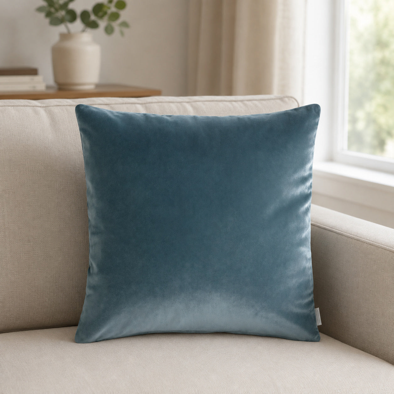 Castello Velvet Pillow - Slate Blue - 20x20 square pillow - lifestyle