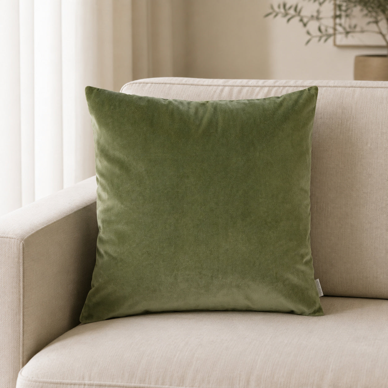 Castello Velvet Pillow - Summer Green - 20x20 square pillow - lifestyle