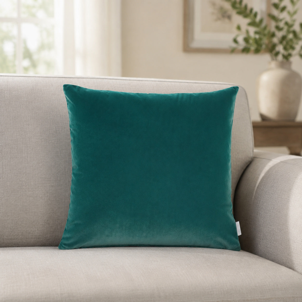 Castello Velvet Pillow - Teal - 20x20 square pillow - lifestyle