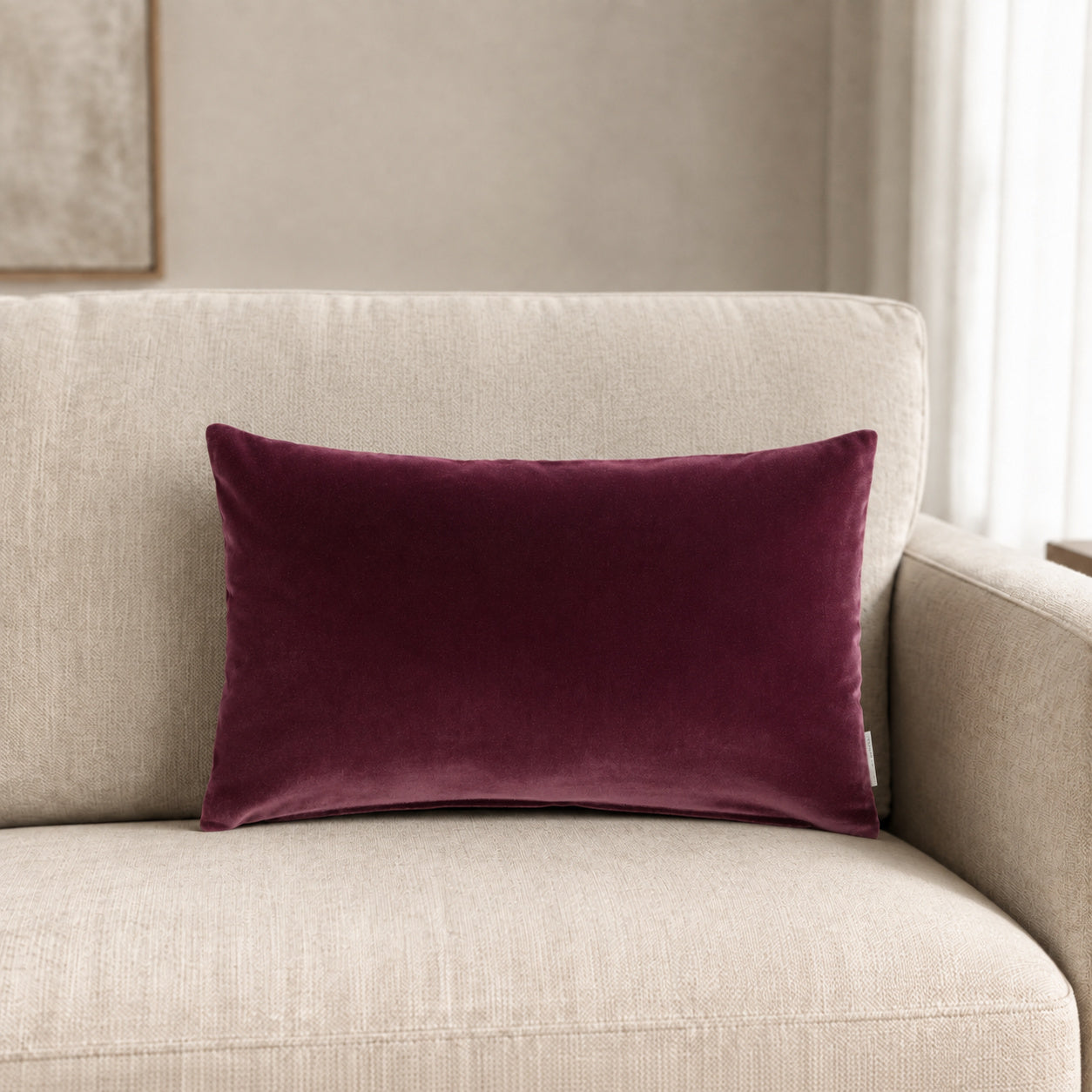 Castello Velvet Pillow - Wine - 12x20 rectangular pillow - lifestyle