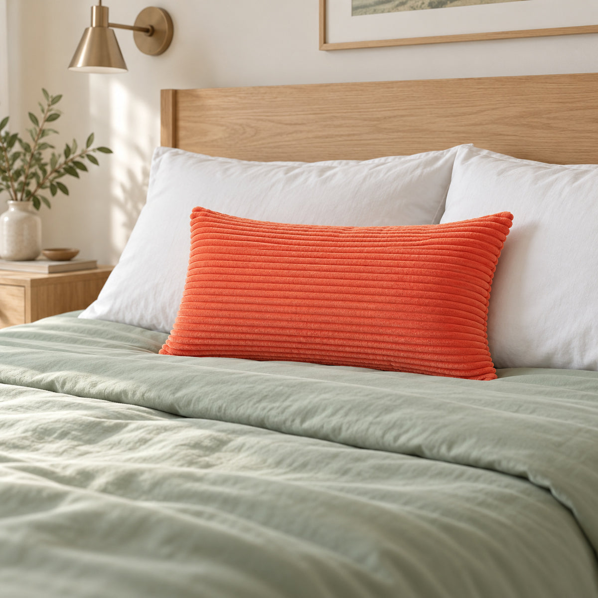 Margo Corduroy Pillow - Apricot - 12x20 lumbar pillow - lifestyle | all-groups
