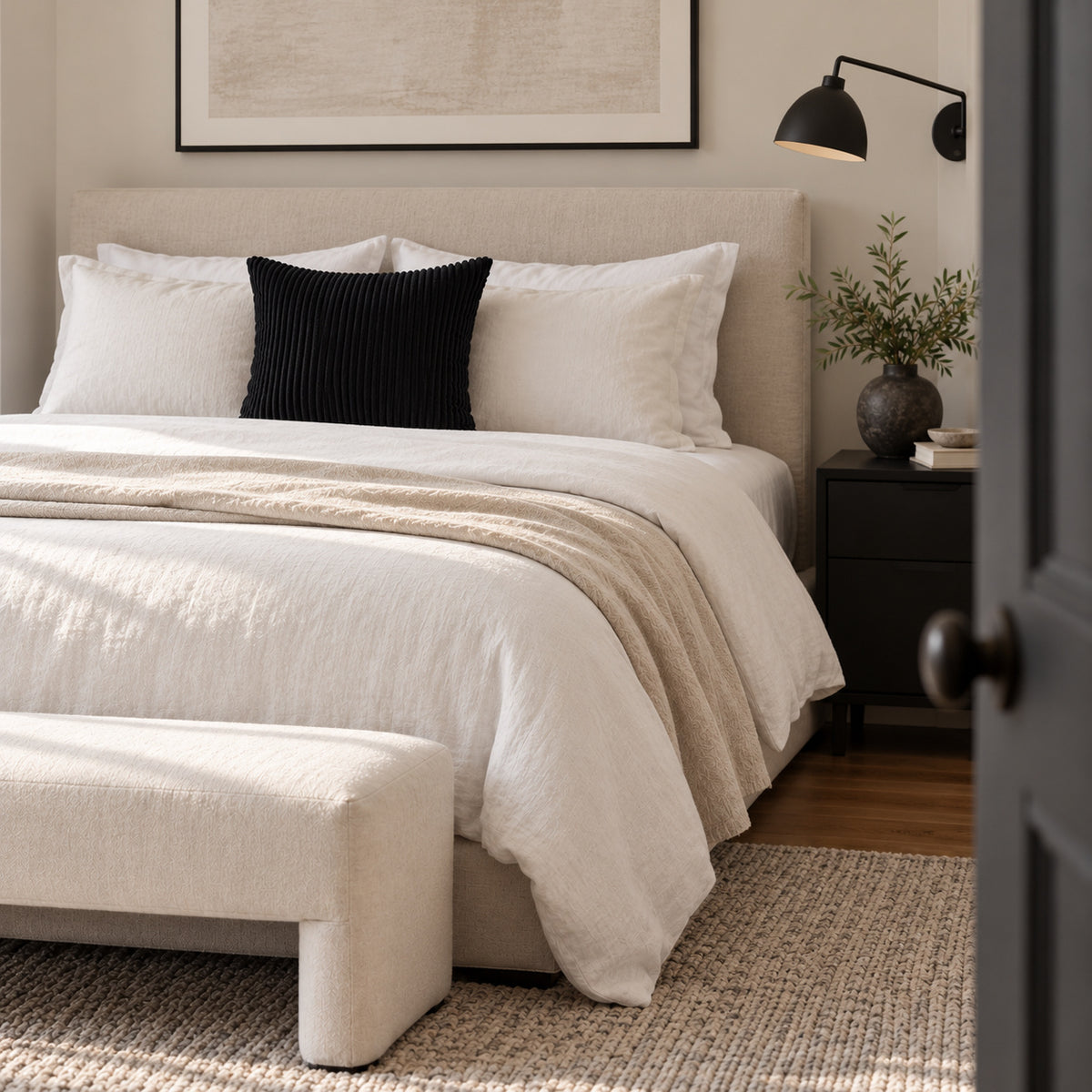Margo Corduroy Pillow - Black - 18x18 square pillow - lifestyle | all-groups