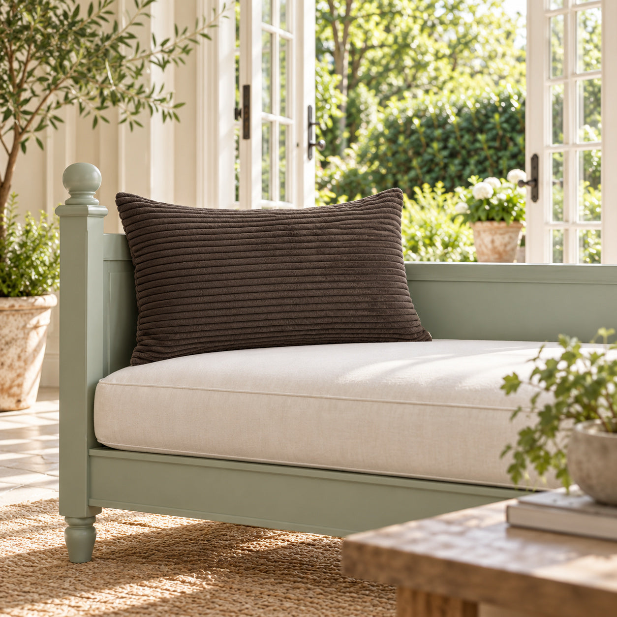 Margo Corduroy Pillow - Brown - 12x20 lumbar pillow - lifestyle | all-groups