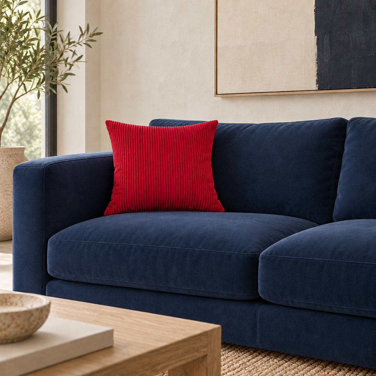 Margo Corduroy Pillow - Crimson Red - 18x18 square pillow - lifestyle