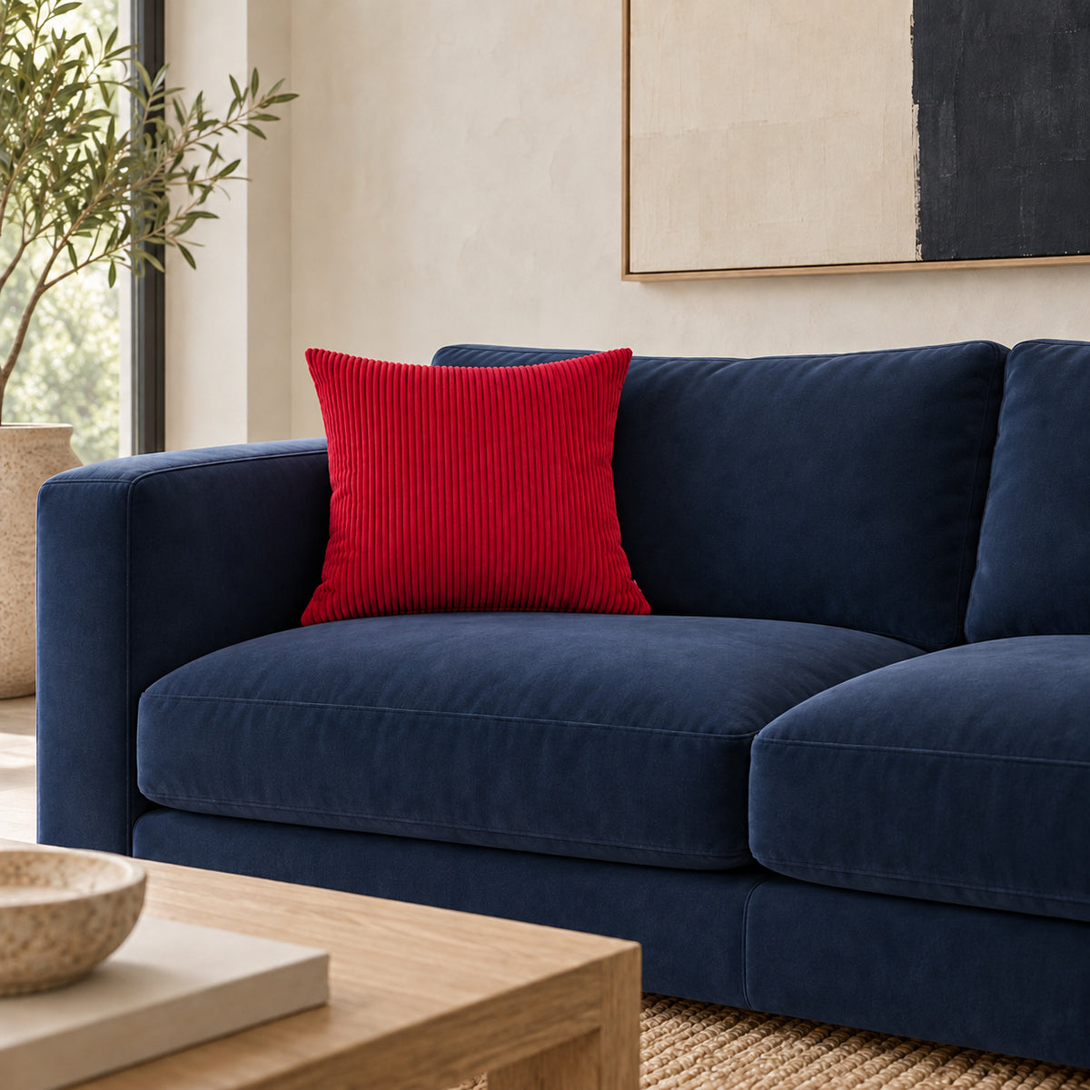 Margo Corduroy Pillow - Crimson Red - 18x18 square pillow - lifestyle