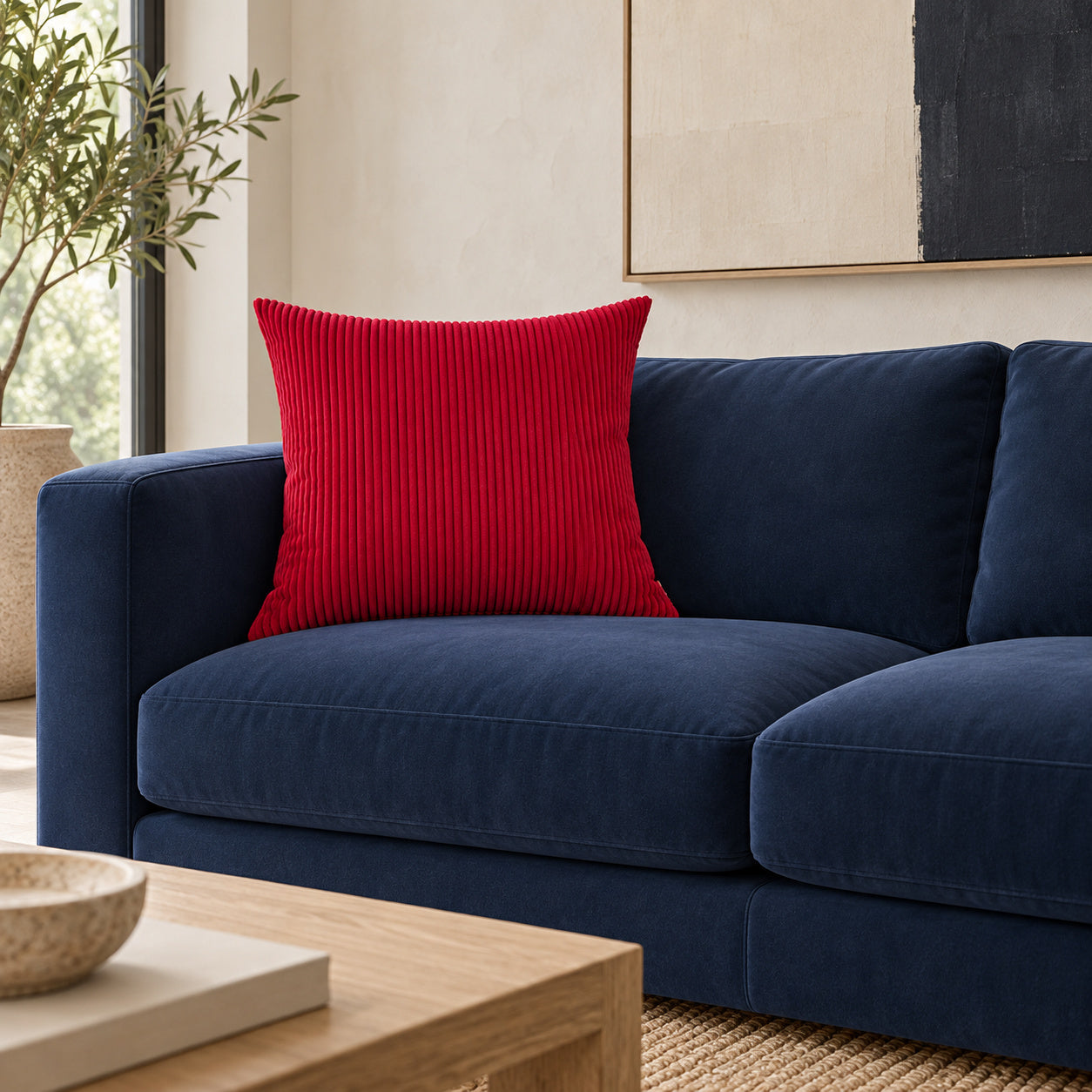 Margo Corduroy Pillow - Crimson Red - 22x22 square pillow - lifestyle | all-groups