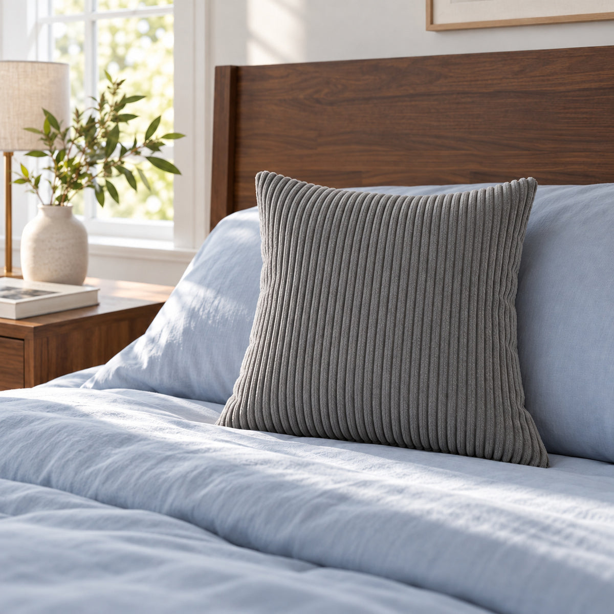 Margo Corduroy Pillow - Gray - 18x18 square pillow - lifestyle