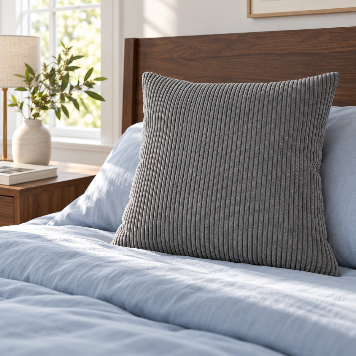 Margo Corduroy Pillow - Gray - 22x22 square pillow - lifestyle | all-groups