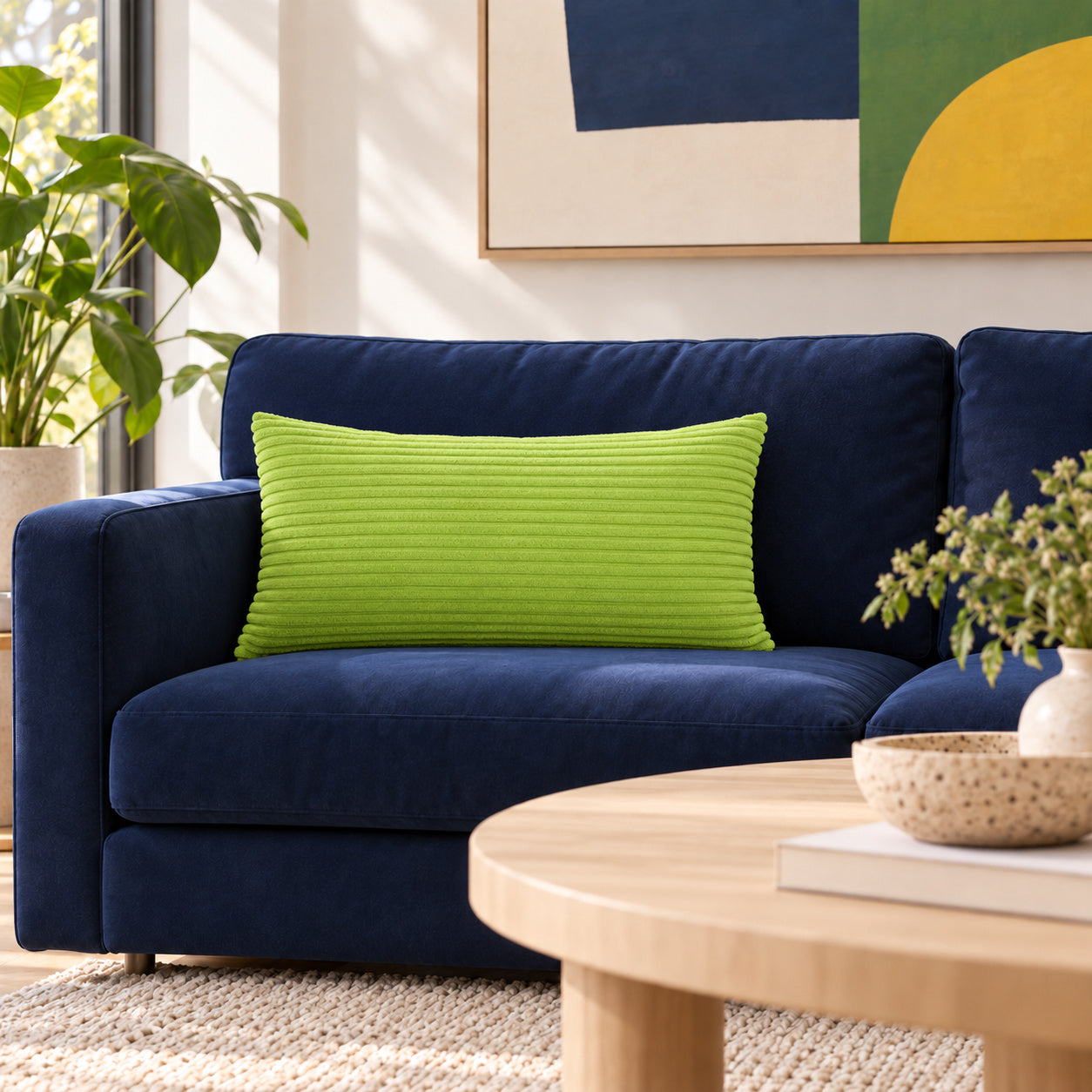 Margo Corduroy Pillow - Lime Green - 12x20 lumbar pillow - lifestyle | all-groups