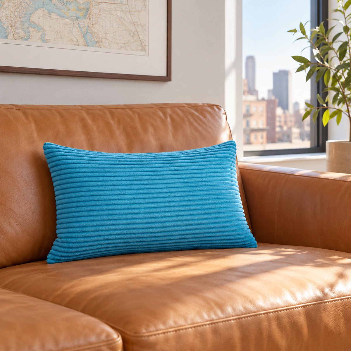 Margo Corduroy Pillow - Marine Blue - 12x20 lumbar pillow - lifestyle | all-groups
