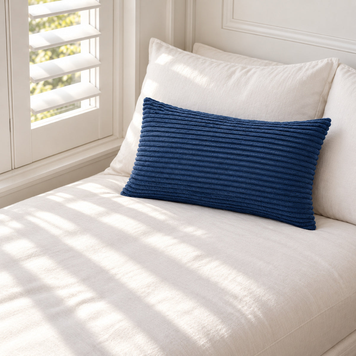 Margo Corduroy Pillow - Midnight Blue - 12x20 lumbar pillow - lifestyle | all-groups
