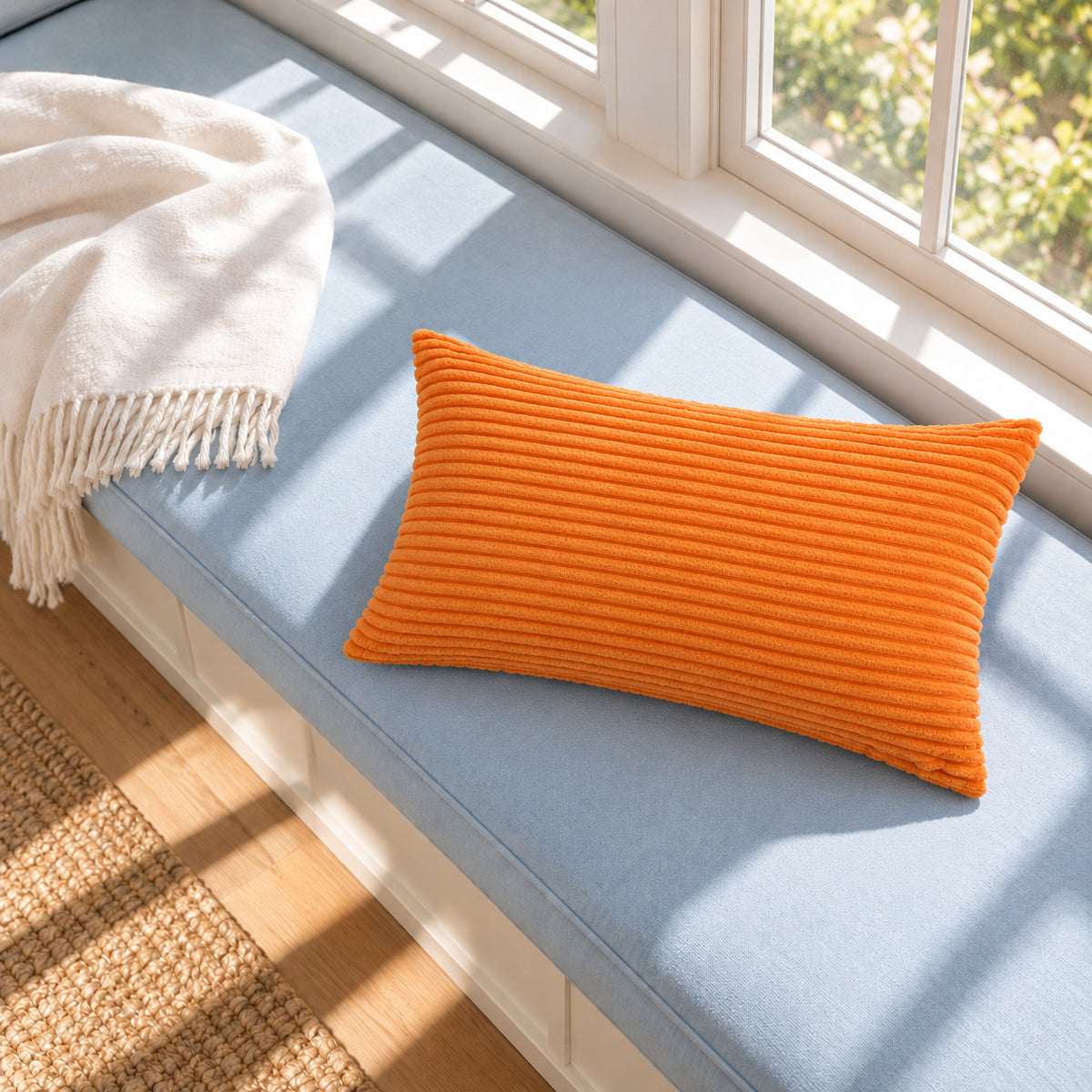 Margo Corduroy Pillow - Orange - 12x20 lumbar pillow - lifestyle | all-groups