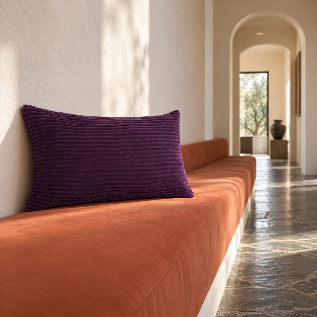 Margo Corduroy Pillow - Purple - 12x20 lumbar pillow - lifestyle | all-groups