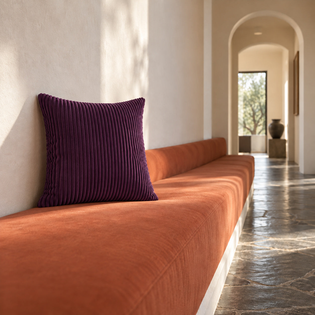 Margo Corduroy Pillow - Purple - 18x18 square pillow - lifestyle