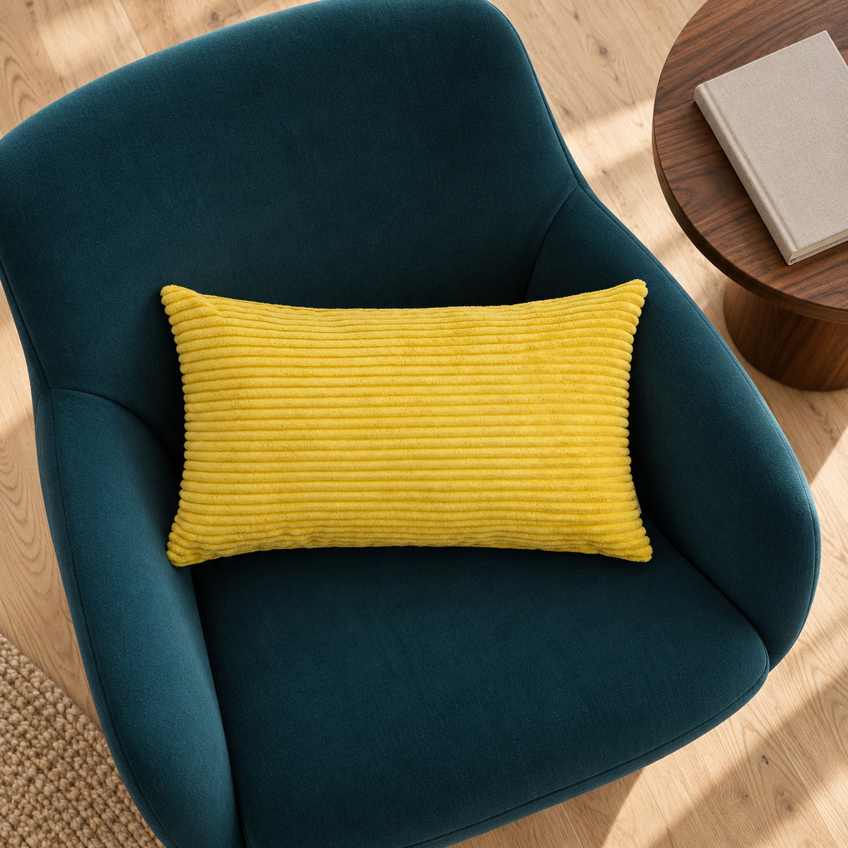 Margo Corduroy Pillow - Yellow - 12x20 lumbar pillow - lifestyle | all-groups