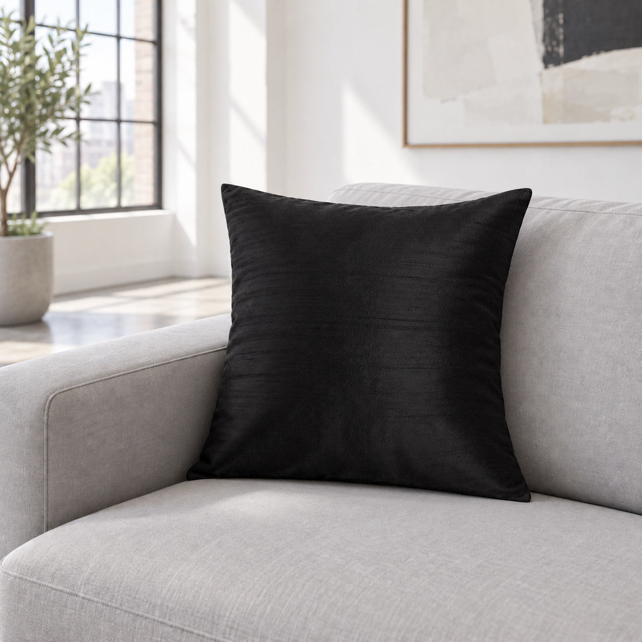 Sankara Silk Pillow - Black - 18x18 square pillow - lifestyle | all-groups