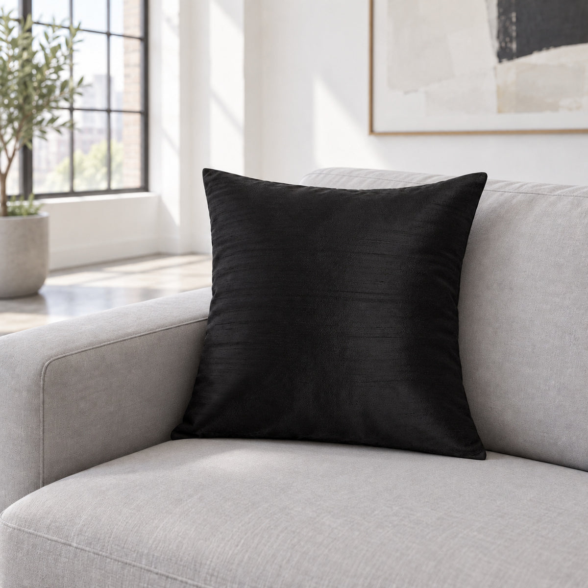 Sankara Silk Pillow - Black - 18x18 square pillow - lifestyle | all-groups