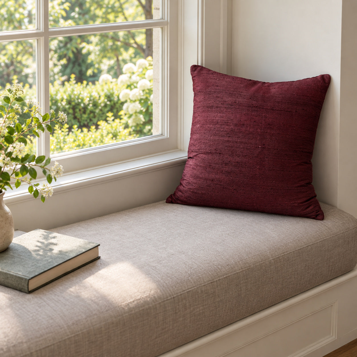 Sankara Silk Pillow - Burgundy - 16x16 square pillow - lifestyle | all-groups