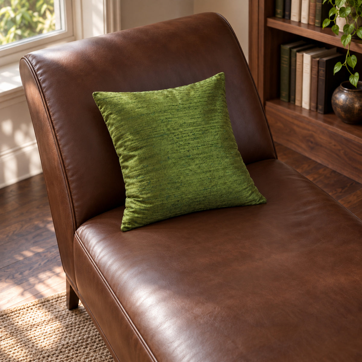 Sankara Silk Pillow - Cactus Green - 16x16 square pillow - lifestyle | all-groups