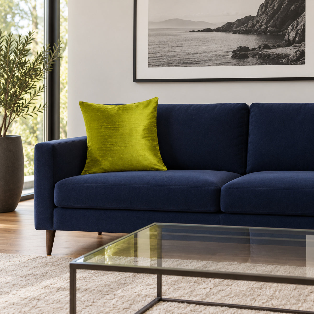 Sankara Silk Pillow - Chartreuse - 18x18 square pillow - lifestyle | all-groups