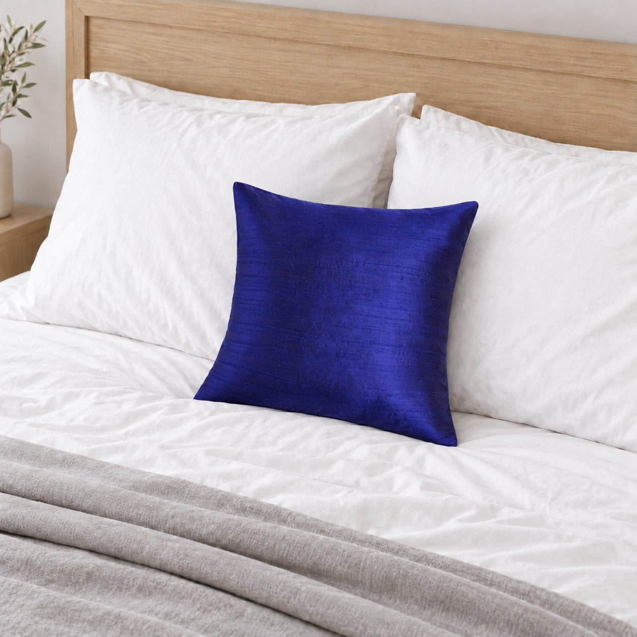 Sankara Silk Pillow - Cobalt Blue - 16x16 square pillow - lifestyle