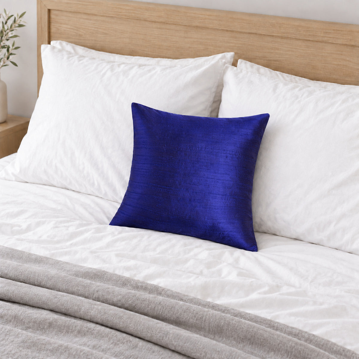 Sankara Silk Pillow - Cobalt Blue - 16x16 square pillow - lifestyle