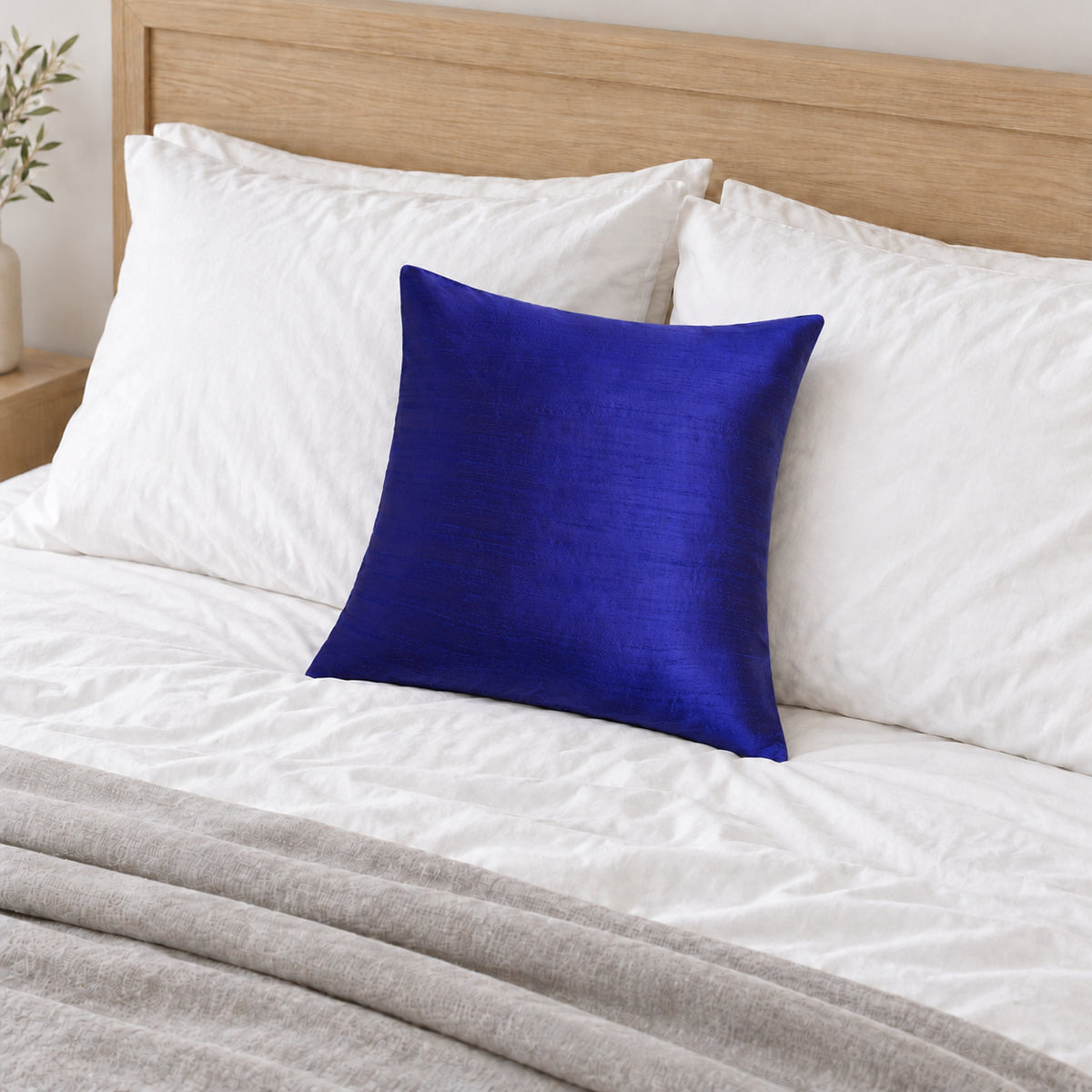 Sankara Silk Pillow - Cobalt Blue - 18x18 square pillow - lifestyle